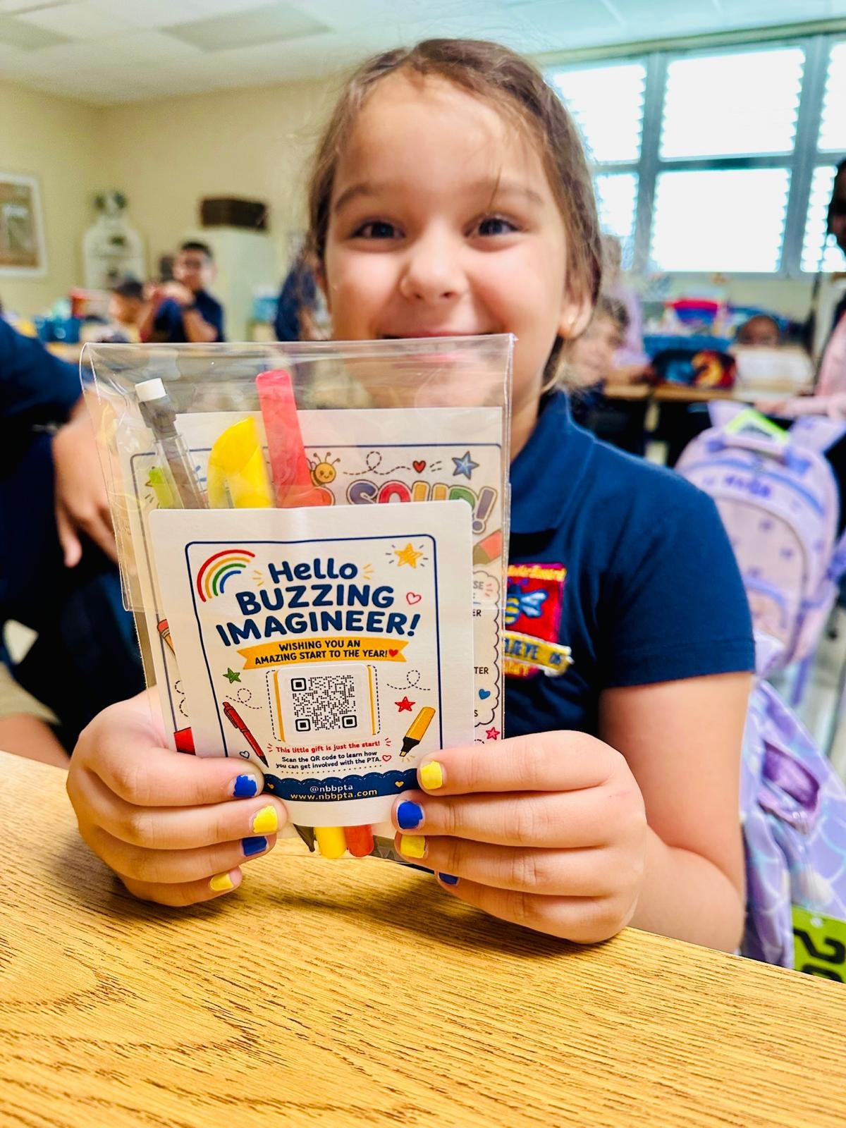 Students with PTA welcome gifts